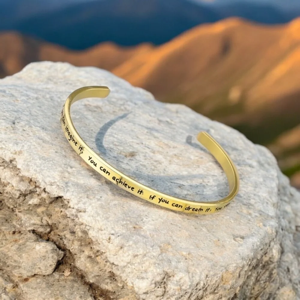 18k gold tone motivational cuff bracelet ✨​​​​​​​